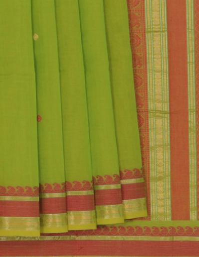 Kanchi cotton saree Green